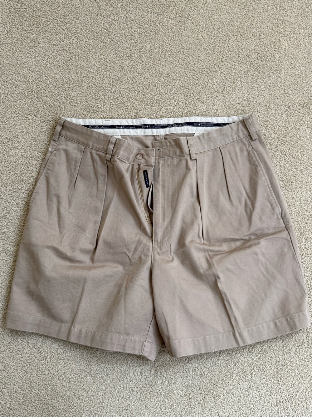 Polo by Ralph Lauren Flat Front Chino Shorts in Light Khaki